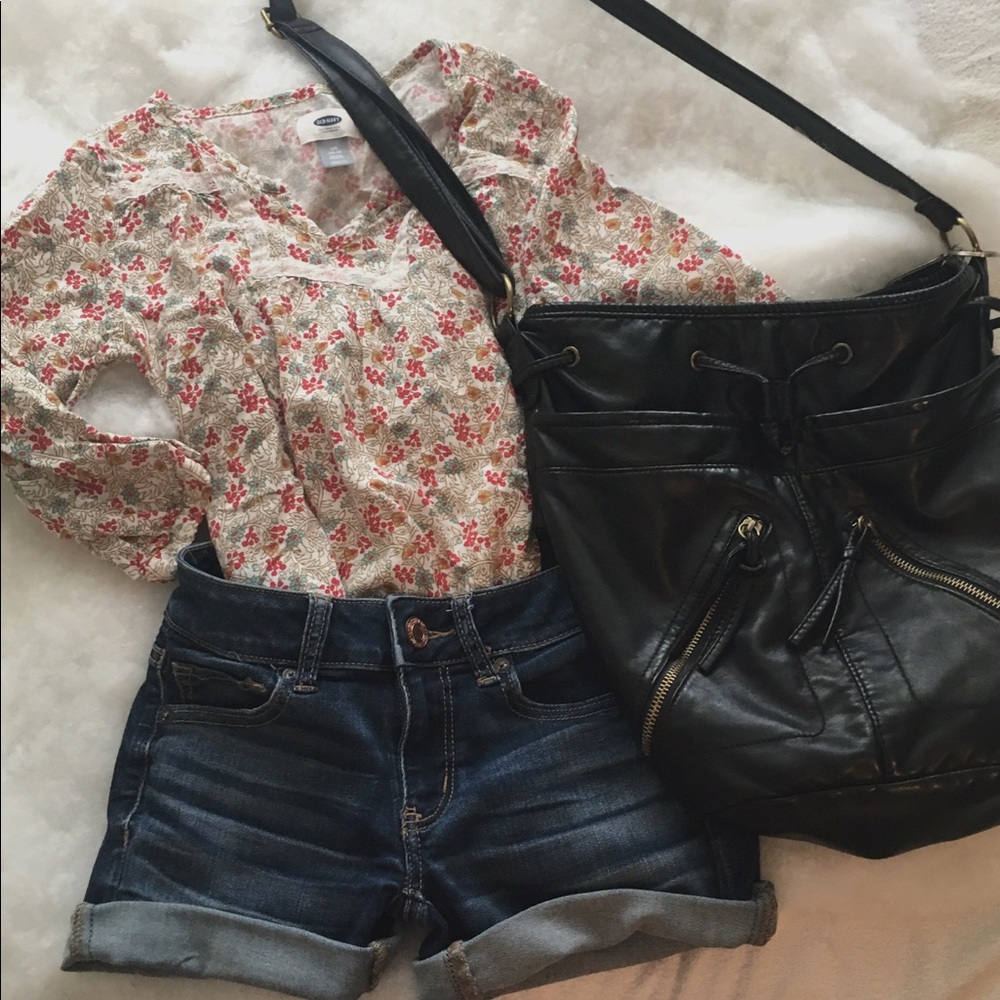 Black faux leather bag
